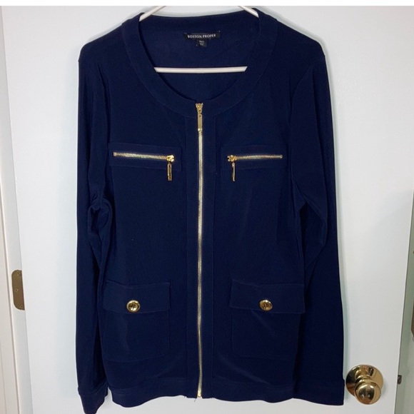 Boston Proper Navy Pant Suit, size L, EUC - Picture 2 of 13